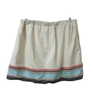 Old Navy Womens Sz Medium Cotton White Pastel Striped Circle Mini Skirt Summer